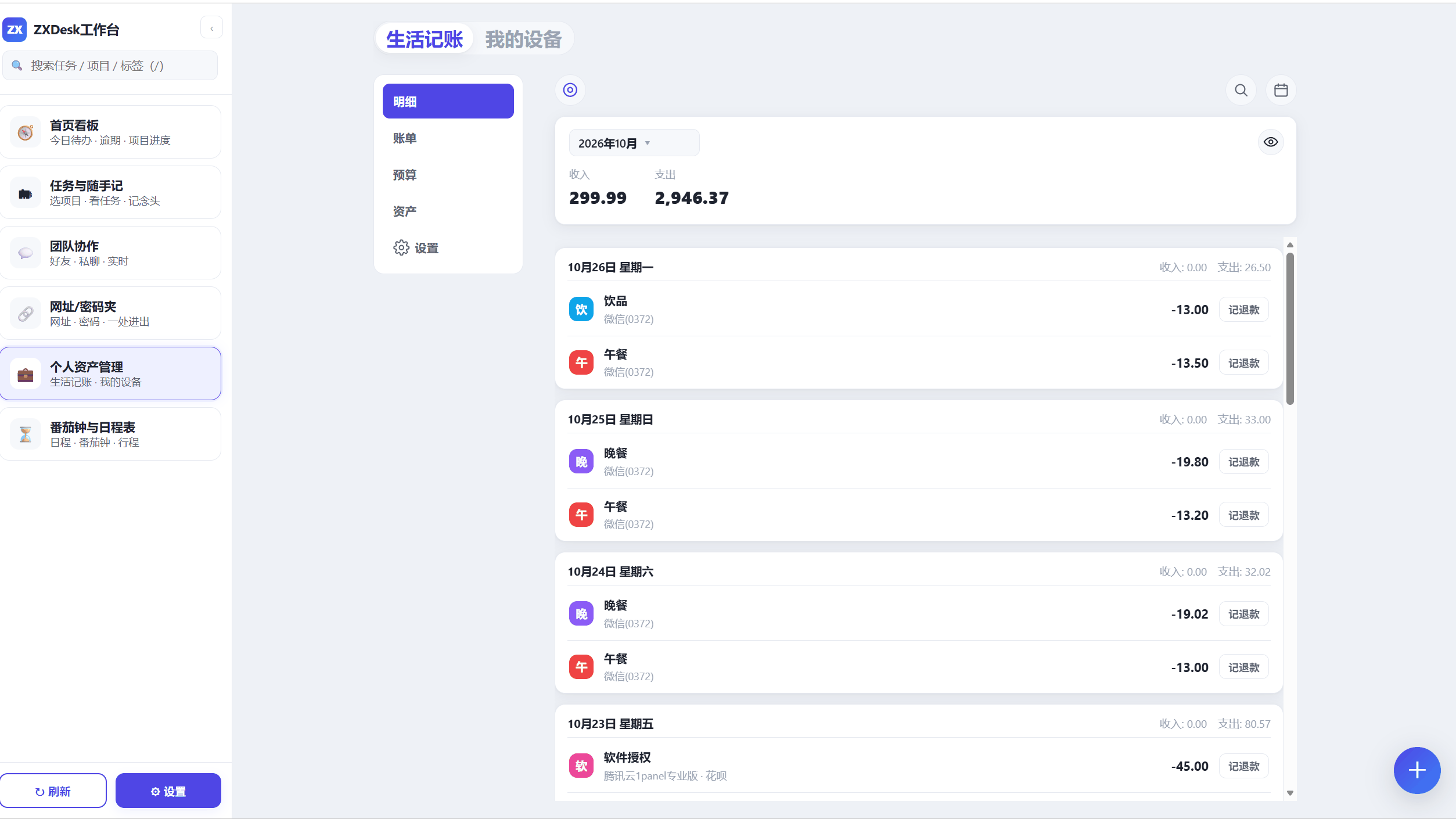 个人资产管理:子模块药丸与分组条目